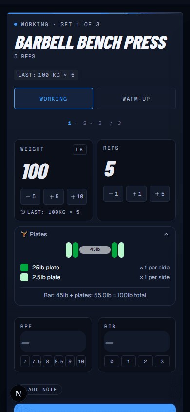 Today's session — Arms + Abs A